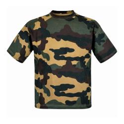 T shirt enfant double piquage 100 coton camo CE 4 &agrave; 14 ans