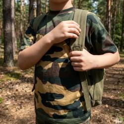T shirt enfant double piquage 100 coton camo CE 4 &agrave; 14 ans