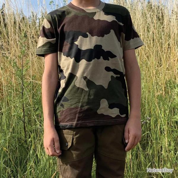T shirt enfant double piquage 100 coton camo CE 4  14 ans