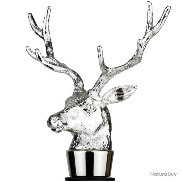 Bouchon de bouteille de vin cerf en m�tal zinc argent� noir 13cm