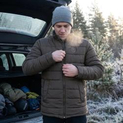 Parka r&eacute;versible col montant polyester marron bleu marine M &agrave; 2XL