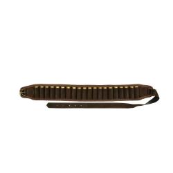 Cartouchi&egrave;re 20 balles cal 12-20 luxe cro&ucirc;te cuir buffle marron Cal. 20