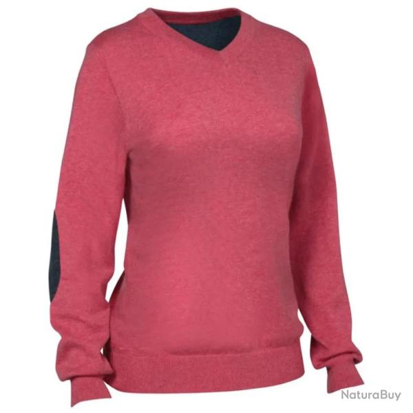 Pull Femme Club ARTHEMIS col V laine coton rose S  2XL