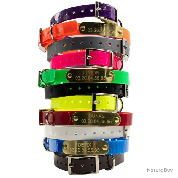 Collier  graver sur plaque BIOGOLD petit chien et chiot 11 couleurs Rouge