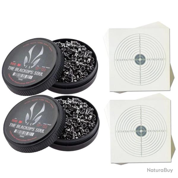 Offre sp�ciale 1000 plombs t�te pointue 4,5mm 100 cibles 14x14cm