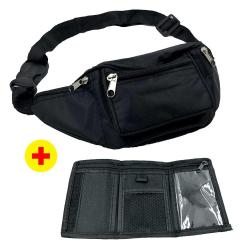 Ensemble portefeuille sac banane polyester noir 290x100x60mm