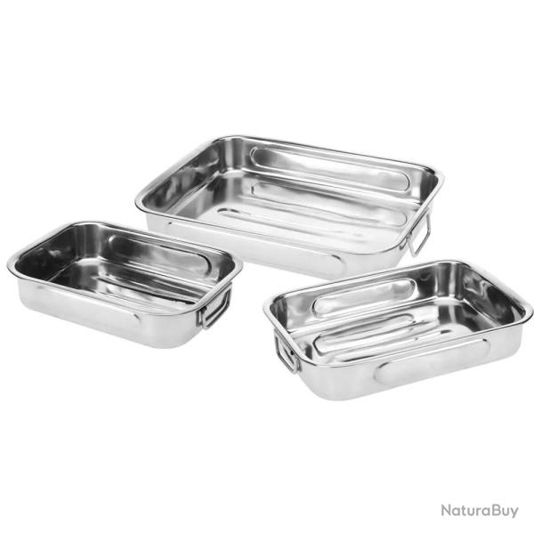 3 Plats  rtir acier inoxydable avec poignes