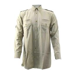 Chemise Authentic multipoches boutons coton beige S &agrave; 3XL