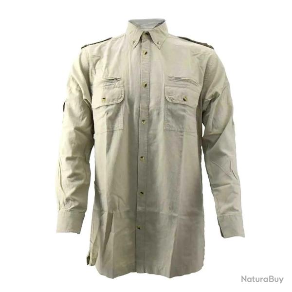 Chemise Authentic multipoches boutons coton beige S � 3XL