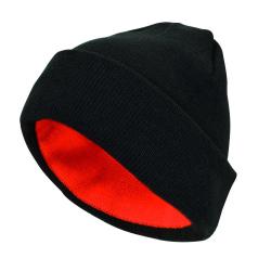 Bonnet chasse r&eacute;versible acrylique bicolore noir orange