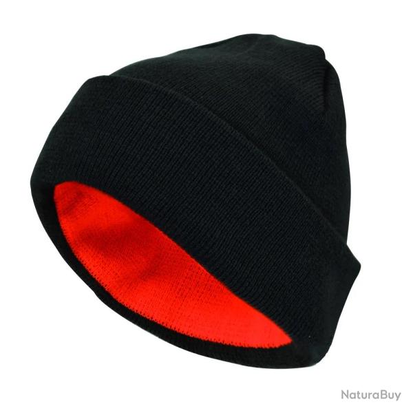 Bonnet chasse r�versible acrylique bicolore noir orange