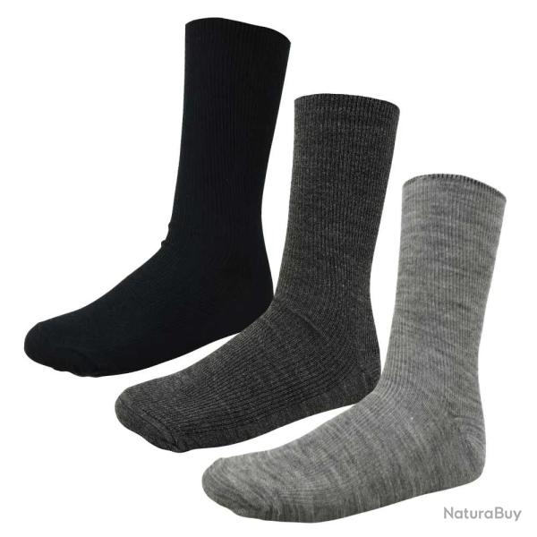 Lot de 3 paires de chaussettes confort sans �lastique noir gris 39 - 42