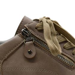 Baskets femme lacet fermeture &eacute;clair PU aspect cuir taupe 36 &agrave; 41 37