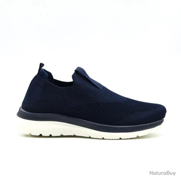 Baskets femme sans lacets textile semelle pvc bleu marine 36 � 42 38
