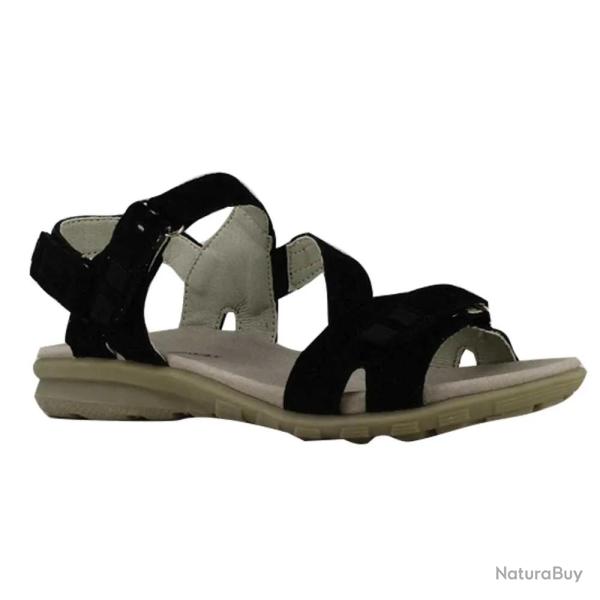 Sandales femme confort scratchs cuir et TPR noir 36
