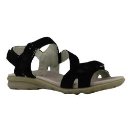 Sandales femme confort scratchs cuir et TPR noir 38