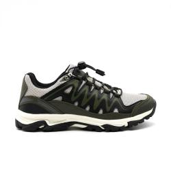 Baskets mixtes en textile et PU kaki noir beige &agrave; 46