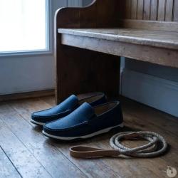 Chaussures bateau facile &agrave; enfiler synth&eacute;tique bleu marine 40