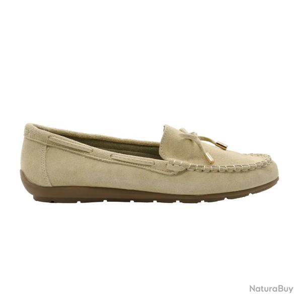 Chaussures bateau facile � enfiler femme cuir beige de 36 � 41 38