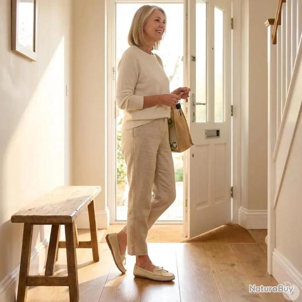 Chaussures bateau facile � enfiler femme cuir beige de 36 � 41 38