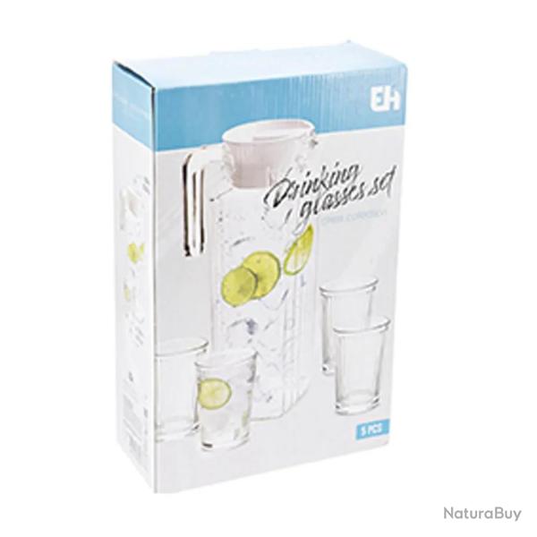 Carafe en verres 1100 ml 4 verres 200 ml