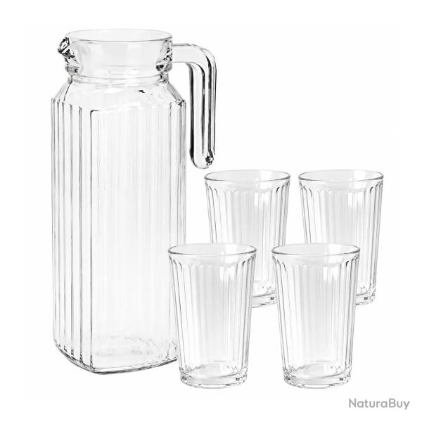 Carafe en verres 1100 ml 4 verres 200 ml