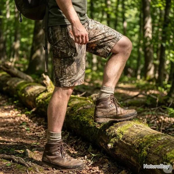Bermuda Treeland l�ger polyester coton camo forest marron 38 � 48