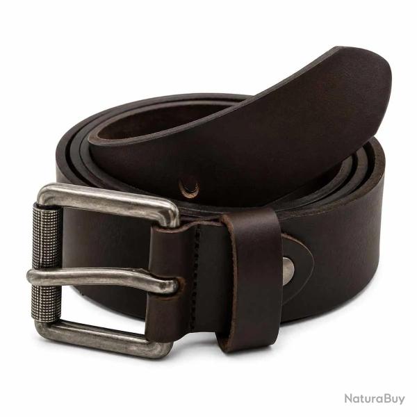 Ceinturon cuir Buffle Boucle Rouleau Marron 120 cm