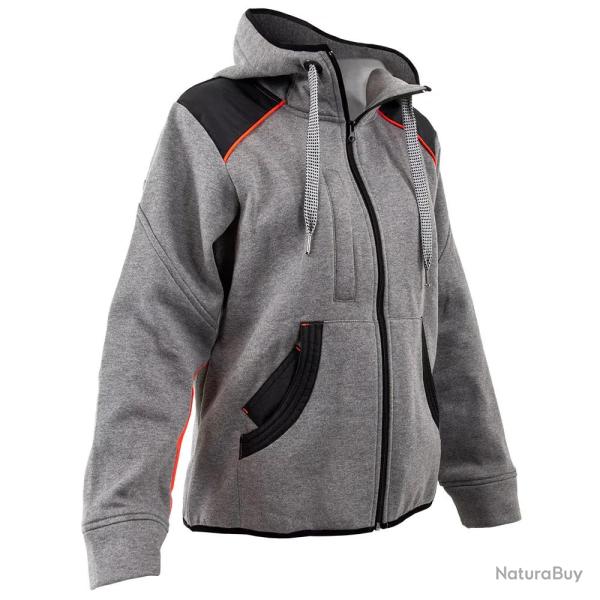 Blouson travail � capuche femme 2 poches molletonn� gris XS � 2XL XS