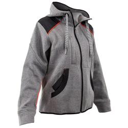Blouson travail &agrave; capuche femme 2 poches molletonn&eacute; gris XS &agrave; 2XL M