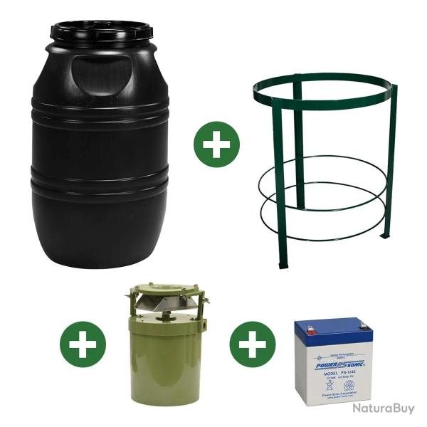 Kit agrainoir automatique 12 V 220 L avec batterie et support