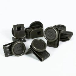 Lot 6 boutons clips bretelles &agrave; pattes m&eacute;tal noir