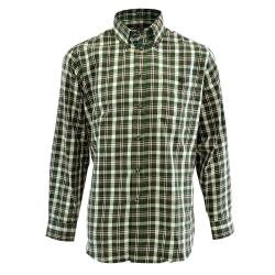 Chemise chasse &agrave; carreaux boutons coton tiss&eacute; fond vert S &agrave; 4XL L