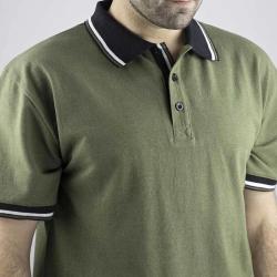 Polo manche courtes Lewis &eacute;l&eacute;gant coton polyester vert &agrave; 3XL