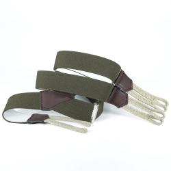 Bretelles kaki &agrave; pattes tress&eacute;es, r&eacute;glables jusqu'&agrave; 120 cm