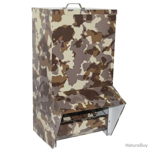 Mangeoire acier galvanise 20kg camo 50,5 x 46 x H 47,5 cm.