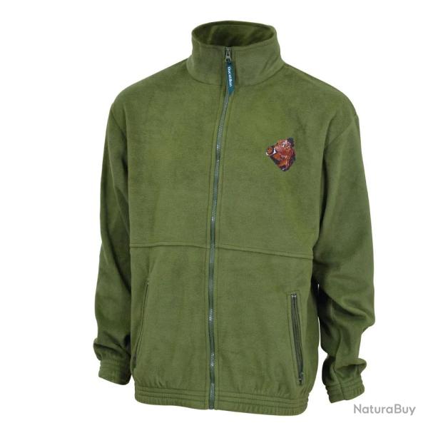 Blouson polaire broderie sanglier 2 poches polyester kaki M � 3XL 2XL