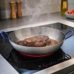Po&ecirc;le Lyonnaise polie avec anses Acier poli 40cm