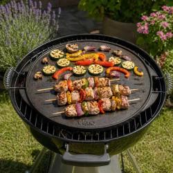Plancha ronde barbecue r&eacute;versible fonte &eacute;maill&eacute;e &Oslash;43cm 6-8 pers