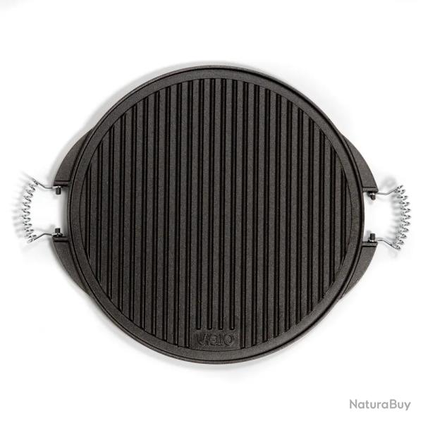 Plancha ronde barbecue r�versible fonte �maill�e �43cm 6-8 pers