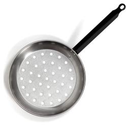 Po&ecirc;le &agrave; marrons fond perfor&eacute; manche long acier lamin&eacute; &Oslash;28cm