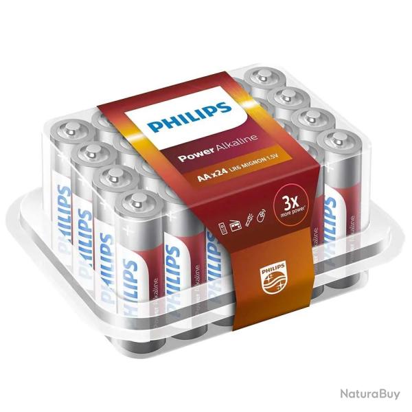 Lot 24 Piles Alcalines Philips Puissance longue dur�e AA
