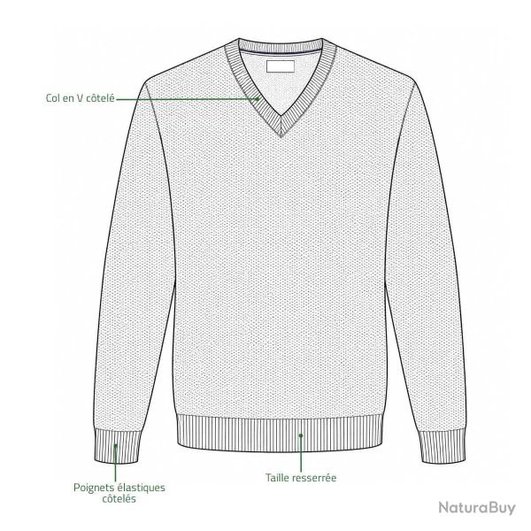 Pull col V Vernon Havane 63 acrylique 27 laine 10 nylon
