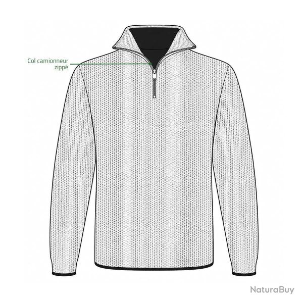 Pull camionneur Carmel gris 70 acrylique 30 laine Gris