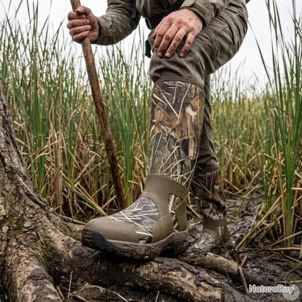 Bottes camo roseaux caoutchouc doublure jersey 5mm
