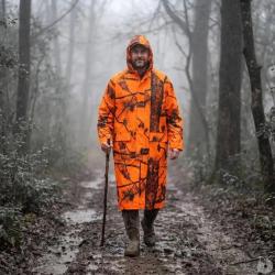 Manteau long de pluie Treeland camouflage orange &eacute;tanche et coupe vent