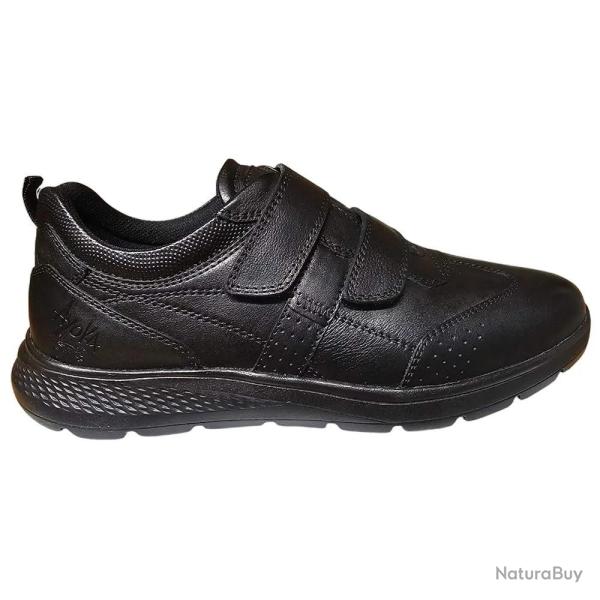 Baskets cuir scratch double velcro Strech semelle PVC