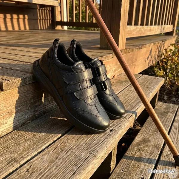 Baskets cuir scratch double velcro Strech semelle PVC