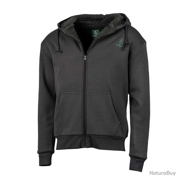 Sweat � capuche zipp� vert Treeland polaire 100 polyester