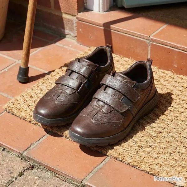 Baskets cuir scratch double velcro Strech semelle PVC